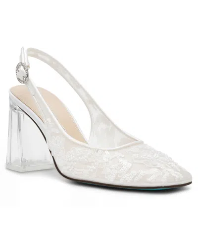 Betsey Johnson Women's Ninah Slingback Ankle Strap Pumps In White