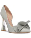 Betsey Johnson Women's Nobble Structured Bow Slip-on Pumps In Silver Sparkle