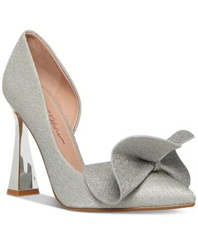 Betsey Johnson Women's Nobble Sculpted Bow Pumps In Silver Sparkle