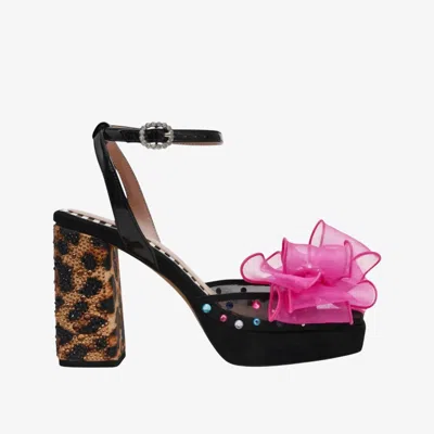Betsey Johnson Women's Palloma Platform Heel In Black With Pink And Leopard Detail In Multi