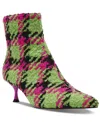 Betsey Johnson Parkker Kitten Heel Bootie In Green,pink Houndstooth Multi