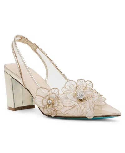 Betsey Johnson Women's Petra Flower Applique Slingback Pumps In Gold
