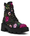 Betsey Johnson Women's Polli Embroidered Mesh Combat Boots In Multi