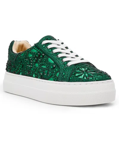 Betsey Johnson Women's Reily Rhinestone Platform Sneakers In Green