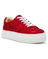Betsey Johnson Women's Reily Rhinestone Platform Sneakers In Red