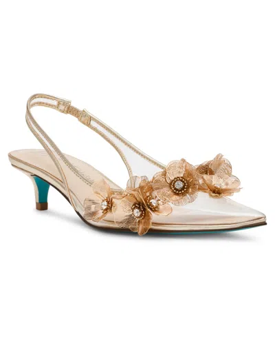 Betsey Johnson Women's Robin Floral Ornamented Slingback Pumps In Gold