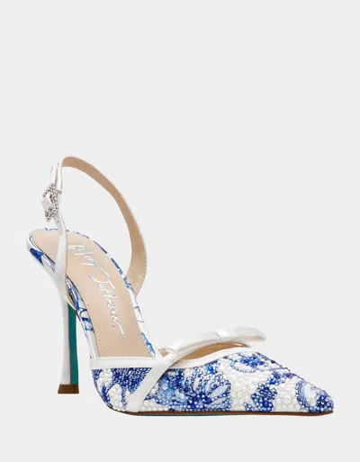 Betsey Johnson Women's Roza Slingback Heels In White/blue