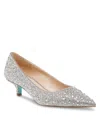 Betsey Johnson Scout Pointed Toe Kitten Heel Pump In Silver