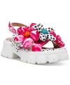 Betsey Johnson Women's Serphina Platform Lug-sole Slide Sandals In Pink Multi