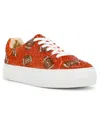 Betsey Johnson Women's Sidny Platform Lace-up Sneakers In Orange
