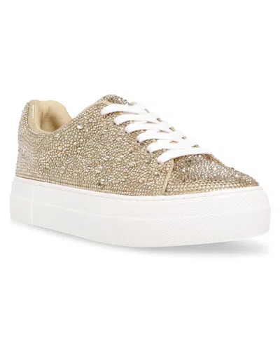 Betsey Johnson Sidny Crystal Pavé Platform Sneaker In Light Gold