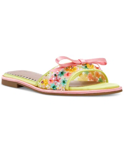 Betsey Johnson Women's Teasee Floral Slide Sandals In Lime Multi