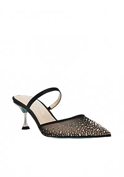Betsey Johnson Women's Tomy Mesh Rhinestone Mule Heels In Black