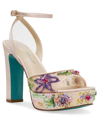 Betsey Johnson Women's Viven Jeweled Platform Dress Sandals In Nude Multi