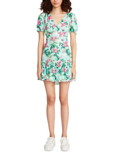 Betsey Johnson Womens Floral Print Tiered Mini Dress In Multi