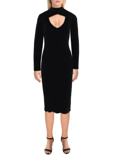 Betsey Johnson Womens Knee Length Ribbed Sweaterdress In Multi