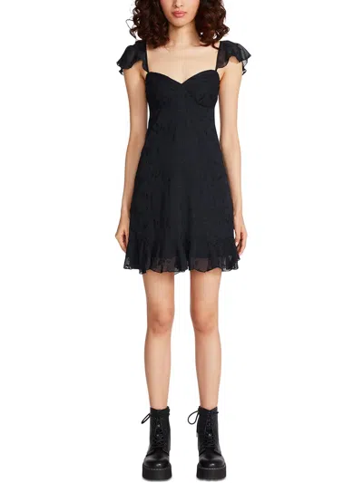 Betsey Johnson Womens Mini Smocked Mini Dress In Black