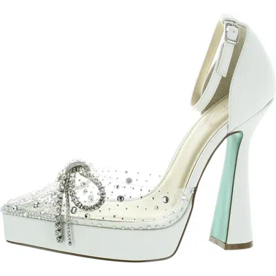 Betsey Johnson Womens Satin Embellished Platform Heels In Multi