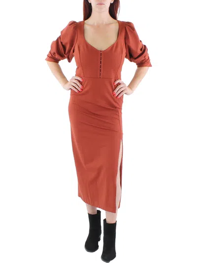 Betsey Johnson Womens Side Slit Long Maxi Dress In Brown
