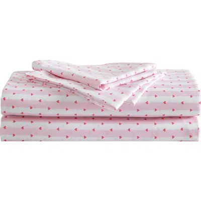 Betsey Johnson Wonderland Stripe Sheet Set In Bright Pink