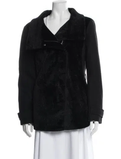 Pre-owned Betsey Johnson Wool Faux Fur Jacket In Blue