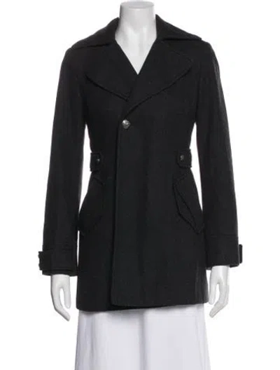 Pre-owned Betsey Johnson Wool Peacoat In Black