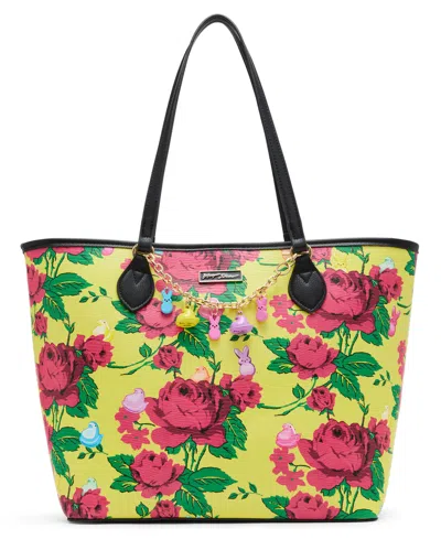 Betsey Johnson X Peeps Charm Bracelet Medium Tote Bag In Yellow