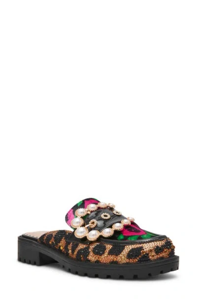 Betsey Johnson Zanne Embellished Loafer Mule In Multi