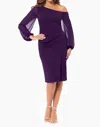 Betsy & Adam Off The Shoulder Sheath Cocktail Dress In Purple