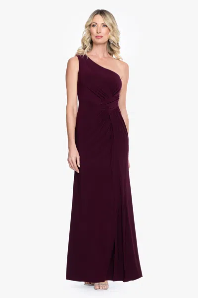 Betsy & Adam "alma" Jersey Knit One Shoulder Rouching Long Dress In Multi
