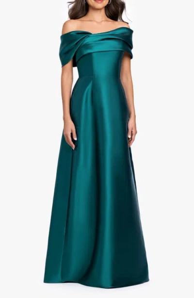 Betsy & Adam Arcadia Satin Ballgown In Mallard
