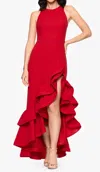Betsy & Adam Petites Womens Knit Sleeveless Evening Dress In Red