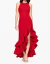 Betsy & Adam Petites Womens Knit Sleeveless Evening Dress In Red