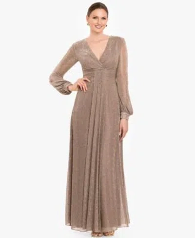 Betsy & Adam Betsy Adam Womens Crinkled V Neck Ball Gown In Multi