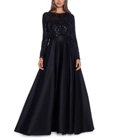 Betsy & Adam Betsy Adam Womens Embroidered Bodice Combo Gown In Black