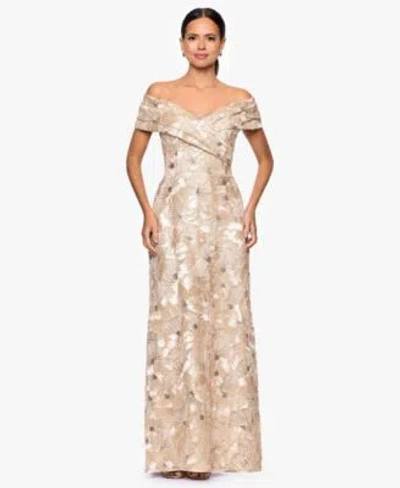 Betsy & Adam Betsy Adam Womens Off The Shoulder Dress In Neutral