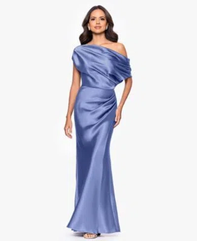 Betsy & Adam Betsy Adam Womens Off The Shoulder Long Dress In Blue