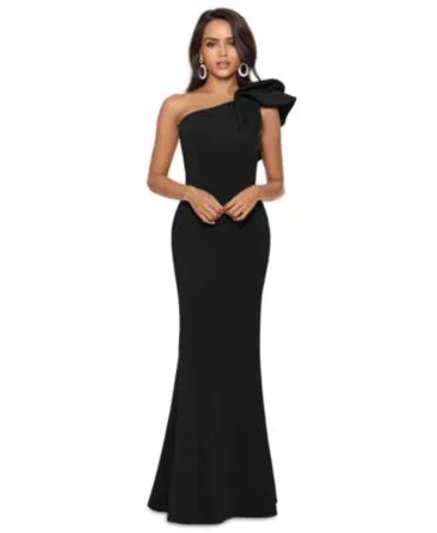Betsy & Adam Betsy Adam Womens One Shoulder Scuba Crepe Gown In Black