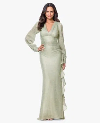 Betsy & Adam Betsy Adam Womens V Neck Ball Gown In Green