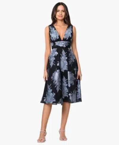Betsy & Adam Betsy Adam Womens V Neck Brocade Dress In Black