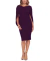 Betsy & Adam Caped Sheath Dress In Mulberry