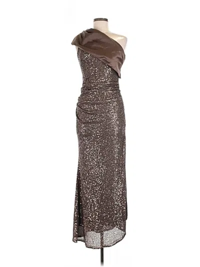 Pre-owned Betsy & Adam Cocktail Dress In Brown
