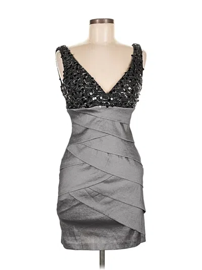 Pre-owned Betsy & Adam Cocktail Dress In Silver