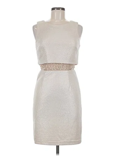 Pre-owned Betsy & Adam Cocktail Dress In Silver