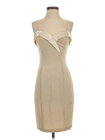 Pre-owned Betsy & Adam Cocktail Dress In Tan