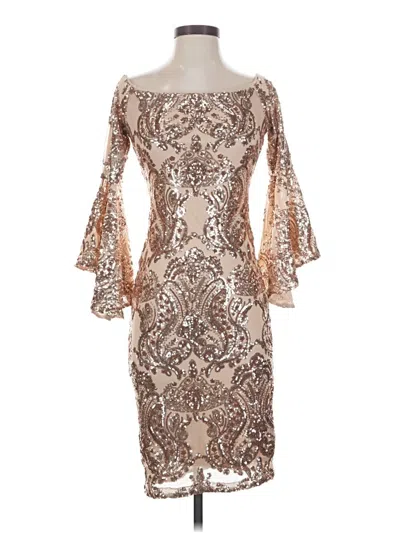 Pre-owned Betsy & Adam Cocktail Dress In Tan