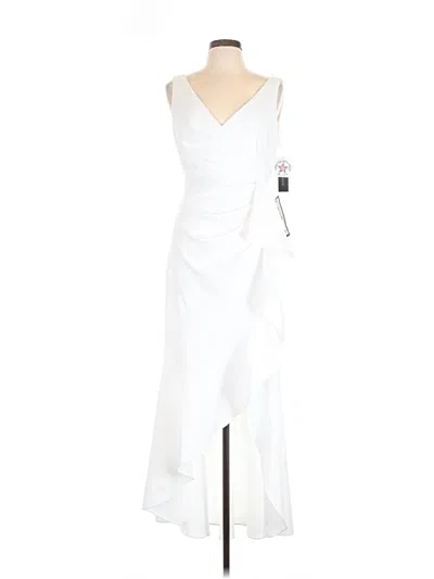 Pre-owned Betsy & Adam Cocktail Dress In White