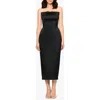 Betsy & Adam Curve Bow Strapless Midi Gown In Black