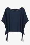 Betsy & Adam "demi" Chiffon Pullover Shawl Wrap In Blue