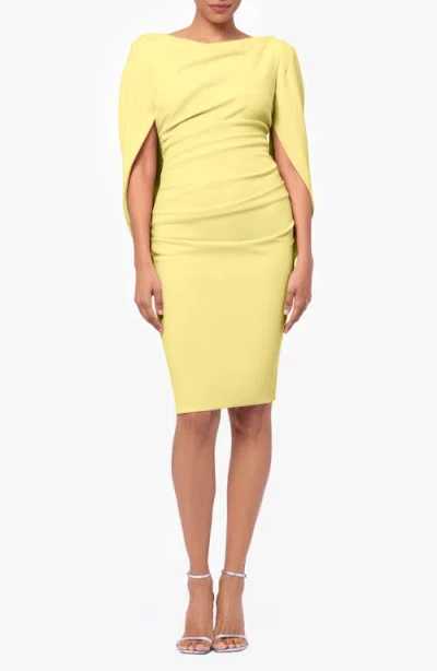 Betsy & Adam Drape Back Scuba Crepe Cocktail Dress In Lemon